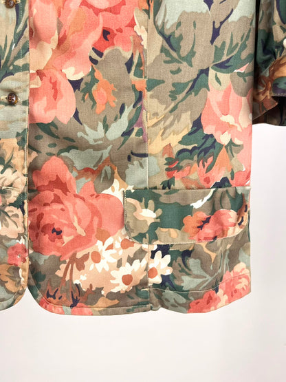Giacca Vintage Rebecca Fantasia Floreale Donna – Leggera Estiva con Maniche Sbuffo