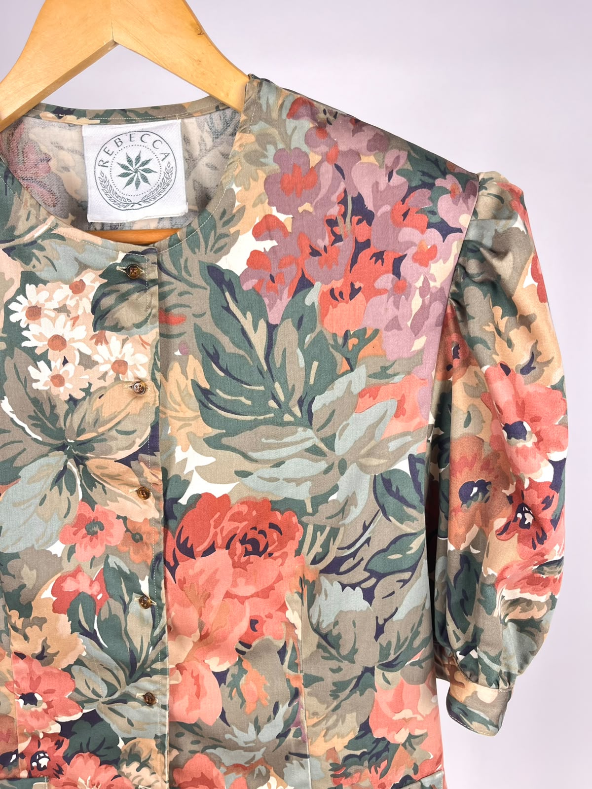 Giacca Vintage Rebecca Fantasia Floreale Donna – Leggera Estiva con Maniche Sbuffo