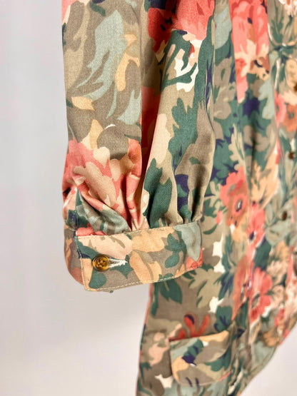 Giacca Vintage Rebecca Fantasia Floreale Donna – Leggera Estiva con Maniche Sbuffo