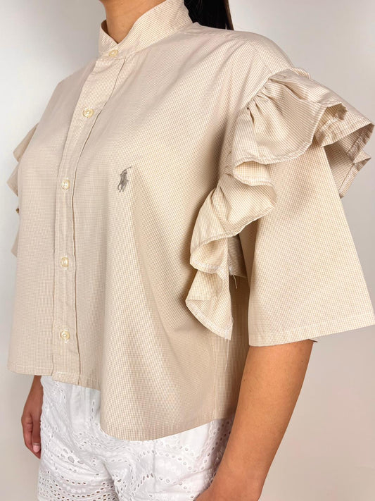 Camicia Vintage Ralph Lauren Reworked con Maniche Volant