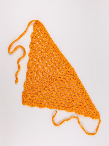Bandana crochet handmade in cotone arancione