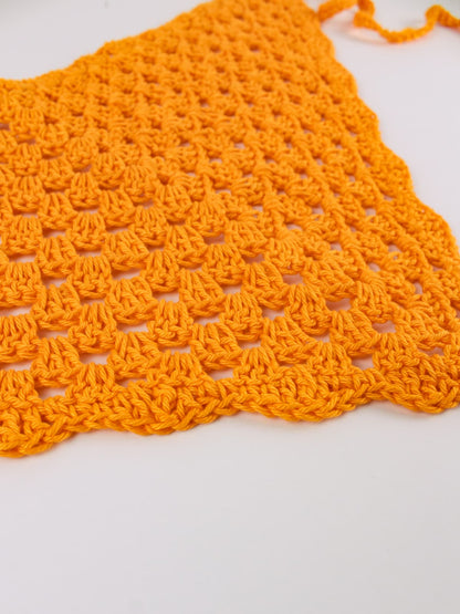 Bandana crochet handmade in cotone arancione