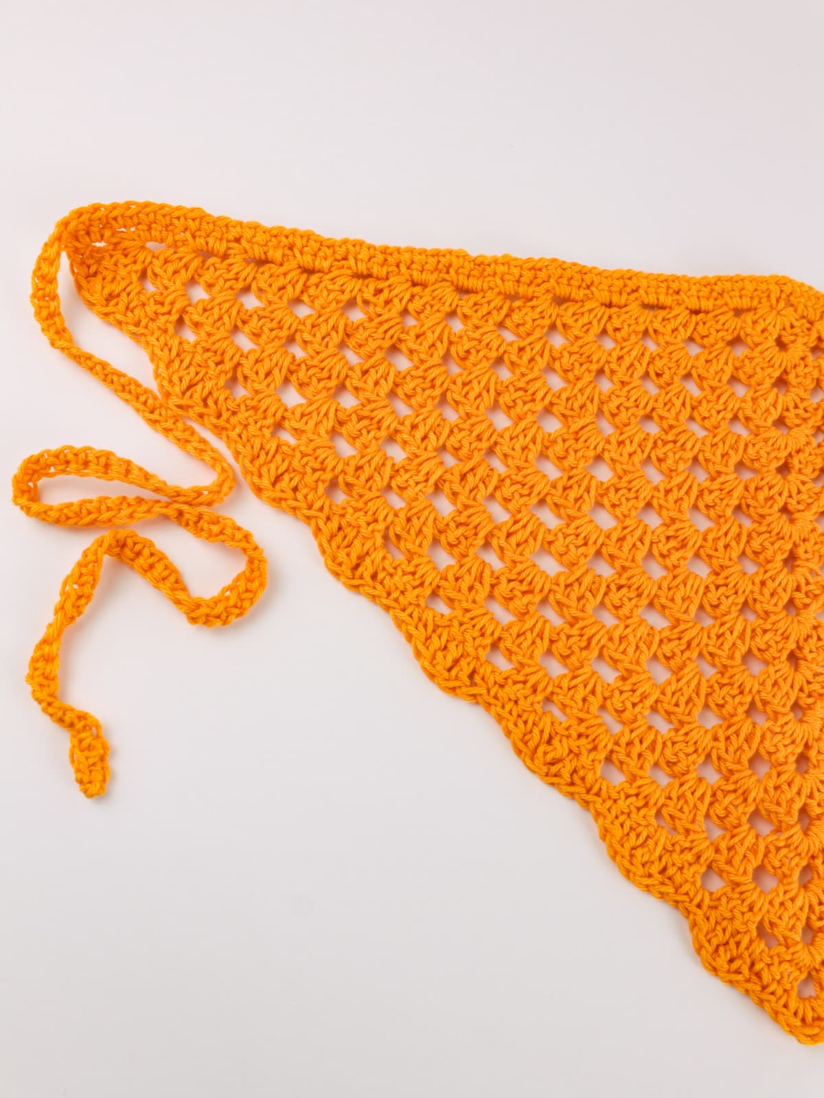 Bandana crochet handmade in cotone arancione