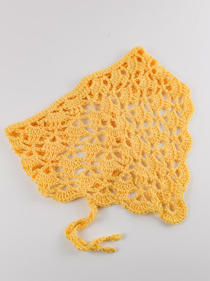 Bandana crochet handmade in cotone giallo pastello