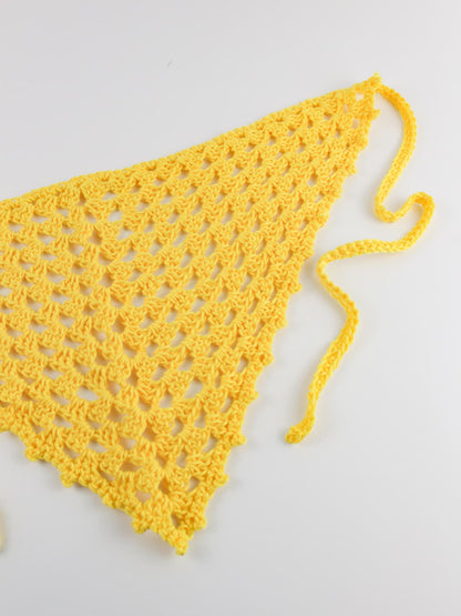 Bandana crochet handmade in cotone giallo