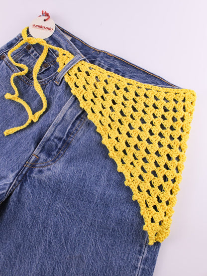 Bandana crochet handmade in cotone giallo