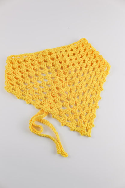 Bandana crochet handmade in cotone giallo