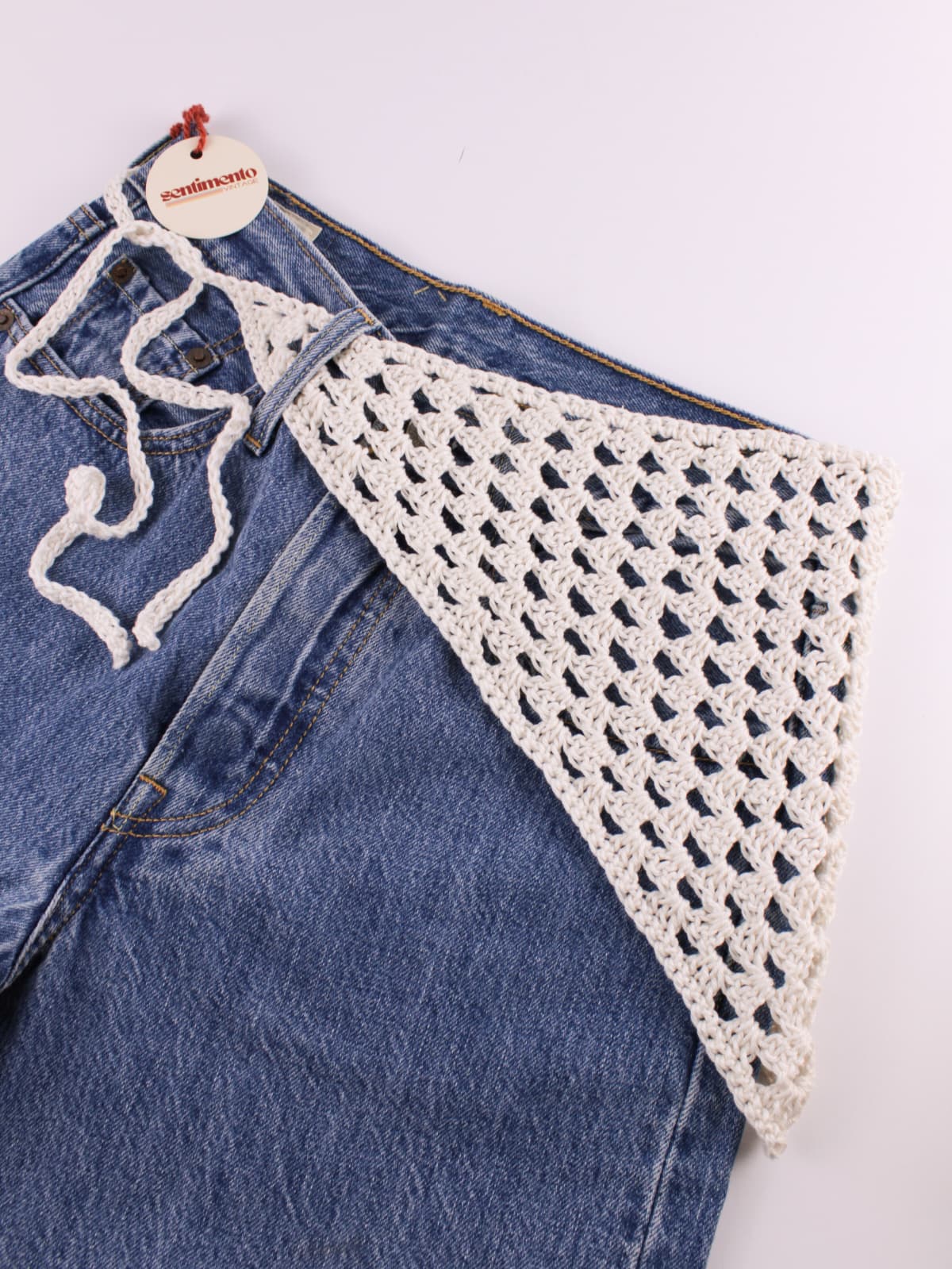 Bandana crochet handmade in cotone panna