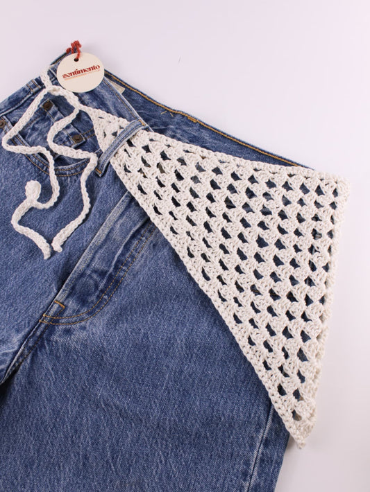 Bandana crochet handmade in cotone panna