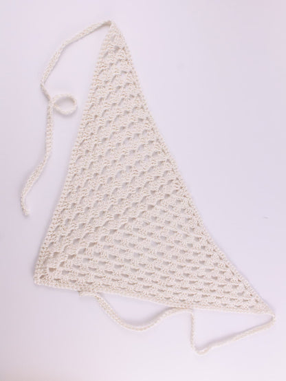 Bandana crochet handmade in cotone panna