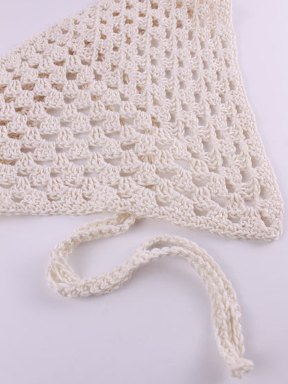 Bandana crochet handmade in cotone panna