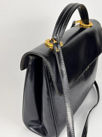 Borsa Vintage Zenith Made in Italy Nera – Elegante Top Handle con Tracolla Anni '80/'90