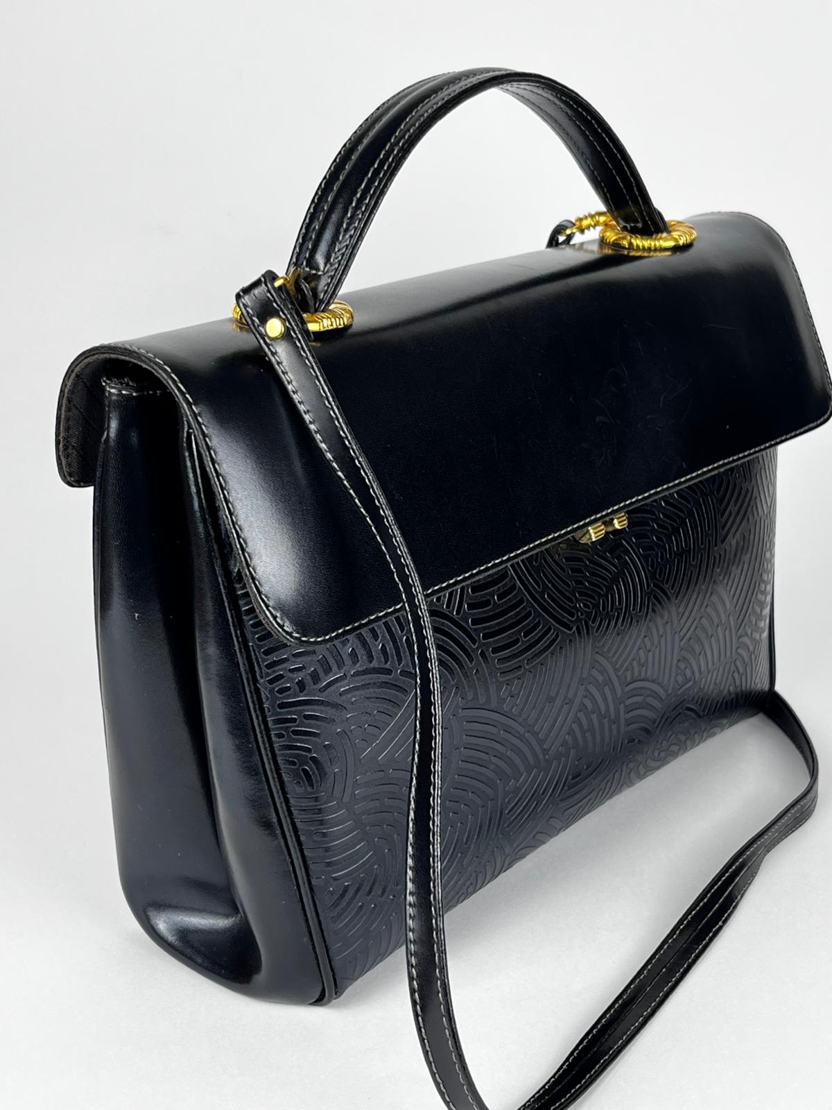 Borsa Vintage Zenith Made in Italy Nera – Elegante Top Handle con Tracolla Anni '80/'90