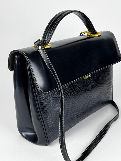 Borsa Vintage Zenith Made in Italy Nera – Elegante Top Handle con Tracolla Anni '80/'90