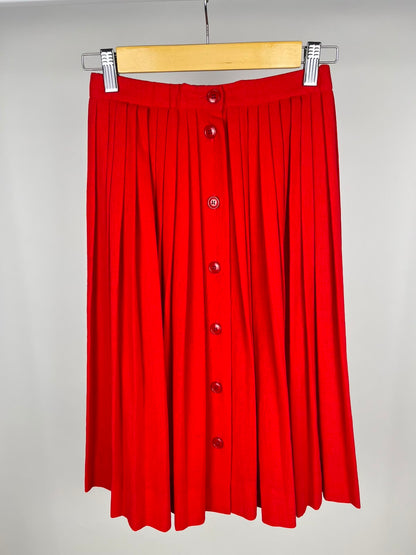 Gonna Vintage Cacharel Anni '90 100% Cotone Rossa Plissettata