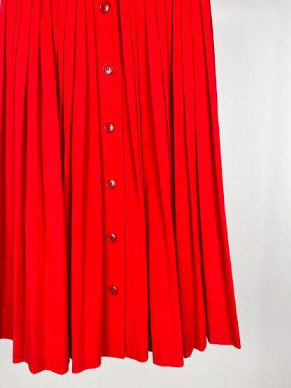 Gonna Vintage Cacharel Anni '90 100% Cotone Rossa Plissettata