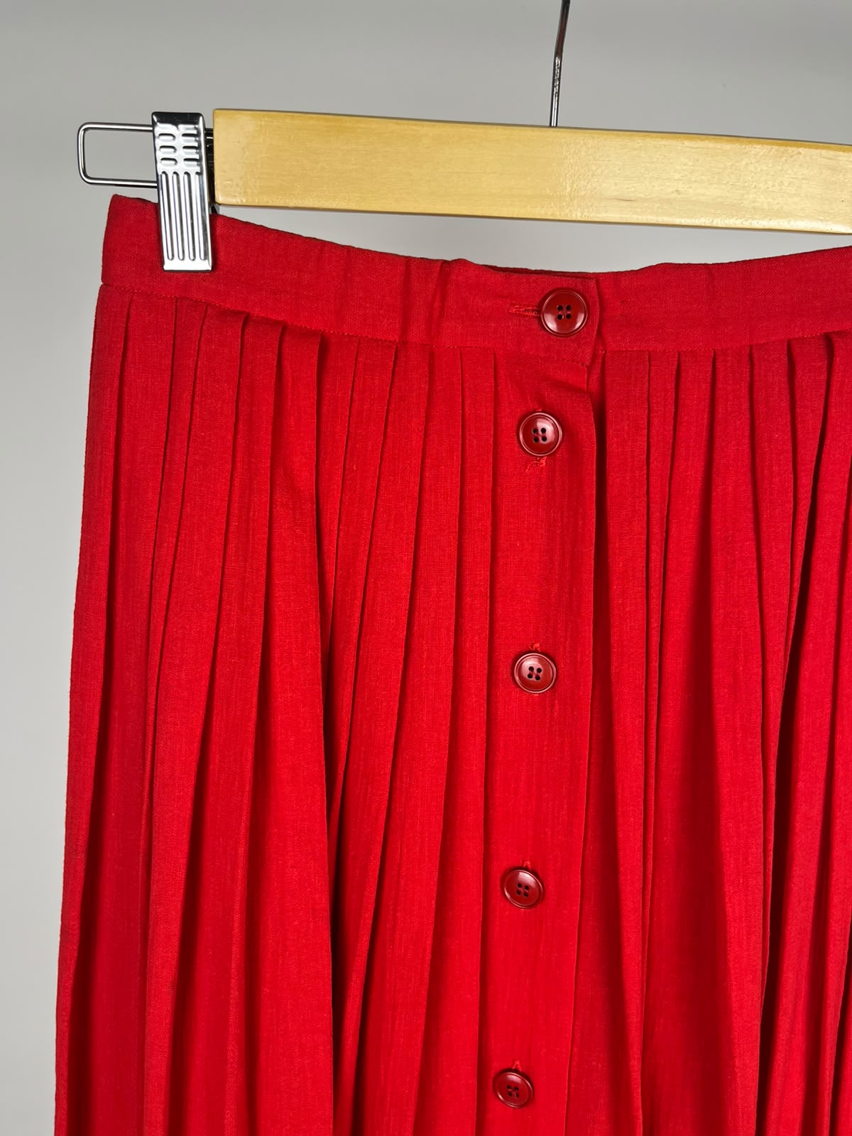 Gonna Vintage Cacharel Anni '90 100% Cotone Rossa Plissettata