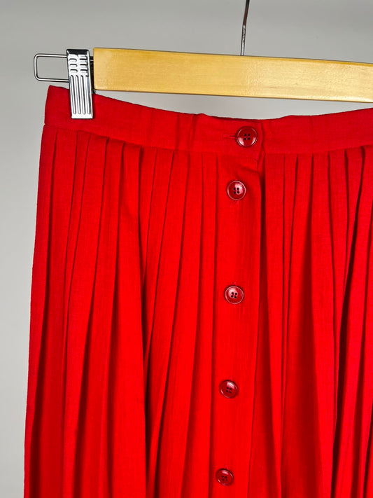 Gonna Vintage Cacharel Anni '90 100% Cotone Rossa Plissettata