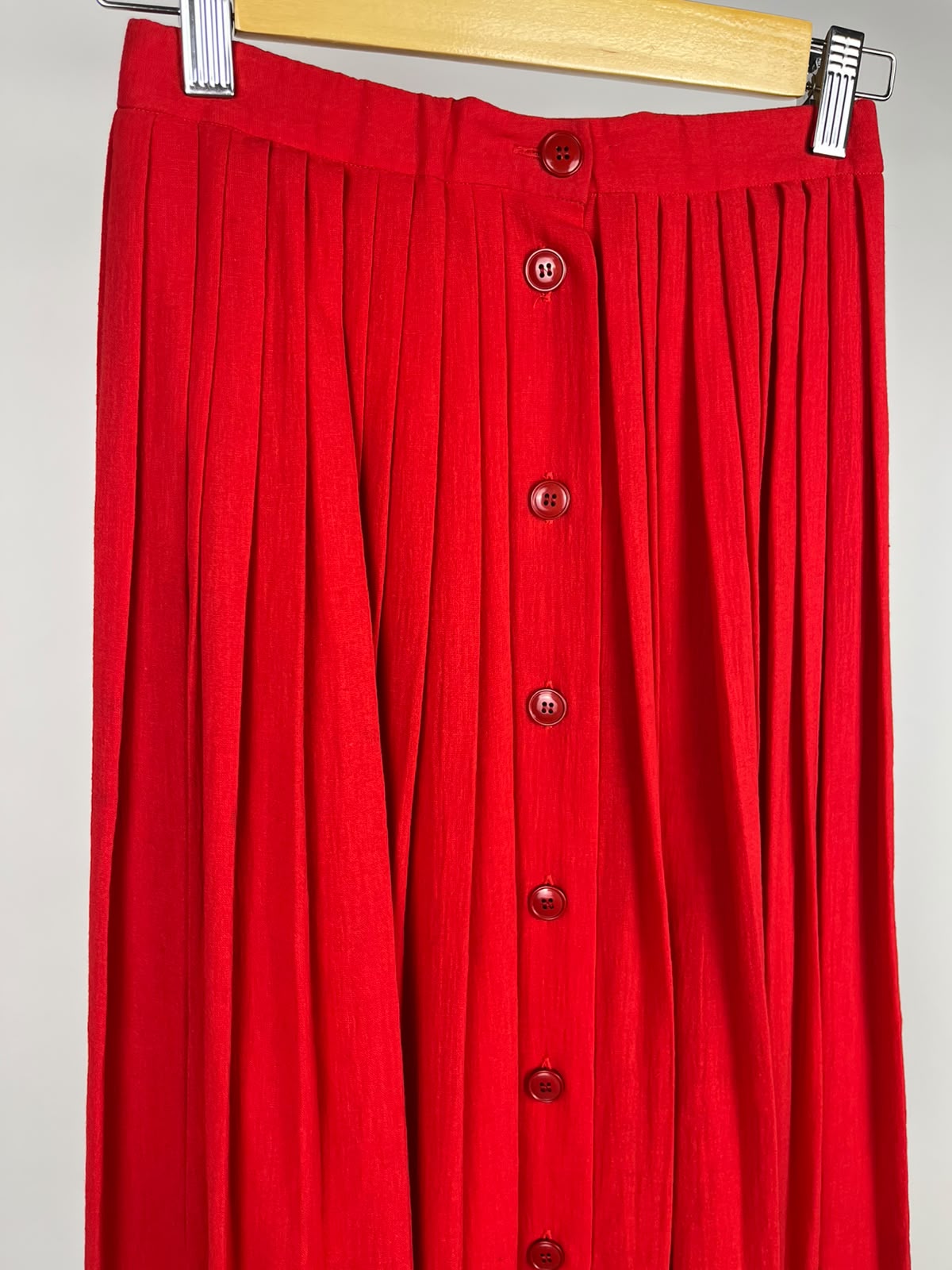 Gonna Vintage Cacharel Anni '90 100% Cotone Rossa Plissettata