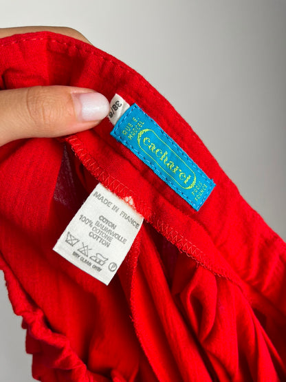 Gonna Vintage Cacharel Anni '90 100% Cotone Rossa Plissettata