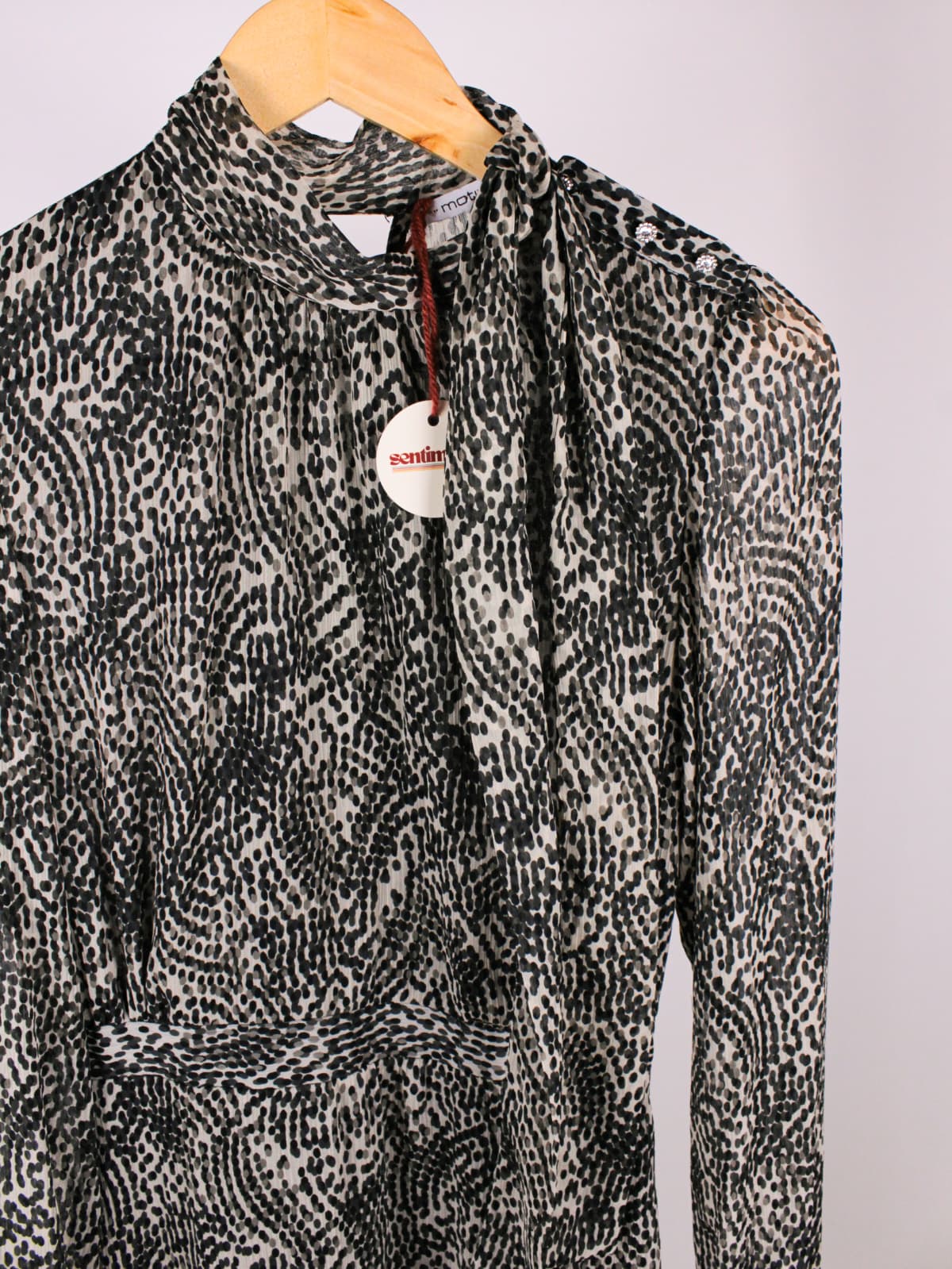 Abito vintage Motivi Made in Italy con foulard al collo – stampa astratta – anni 2000