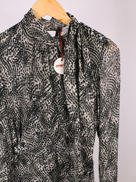 Abito vintage Motivi Made in Italy con foulard al collo – stampa astratta – anni 2000