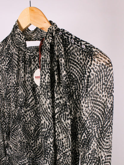 Abito vintage Motivi Made in Italy con foulard al collo – stampa astratta – anni 2000
