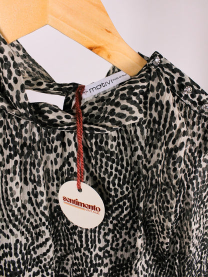 Abito vintage Motivi Made in Italy con foulard al collo – stampa astratta – anni 2000