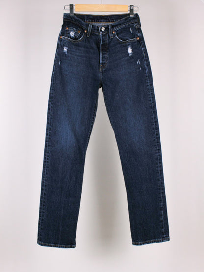 Levi's 501 Donna Jeans Denim Blu Scuro Gamba Dritta