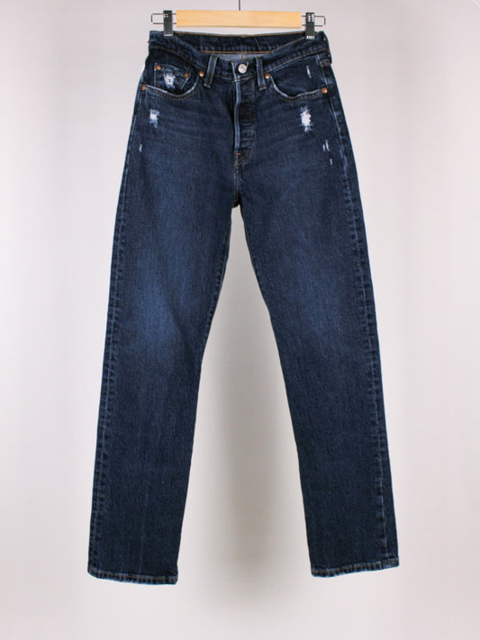 Levi's 501 Donna Jeans Denim Blu Scuro Gamba Dritta