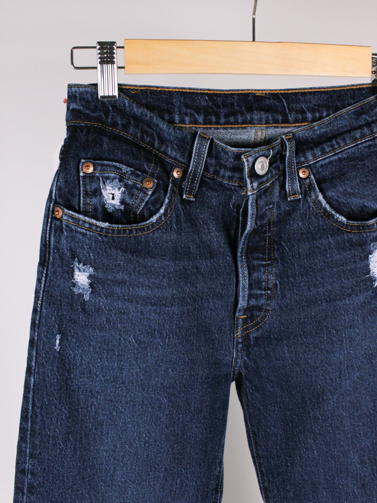 Levi's 501 Donna Jeans Denim Blu Scuro Gamba Dritta