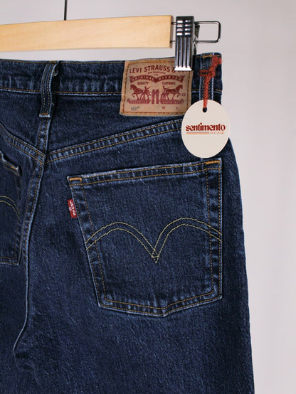 Levi's 501 Donna Jeans Denim Blu Scuro Gamba Dritta