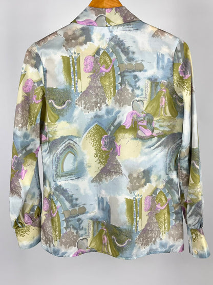 Camicia Vintage Anni '90 Fantasia Floreale con Collo Foulard