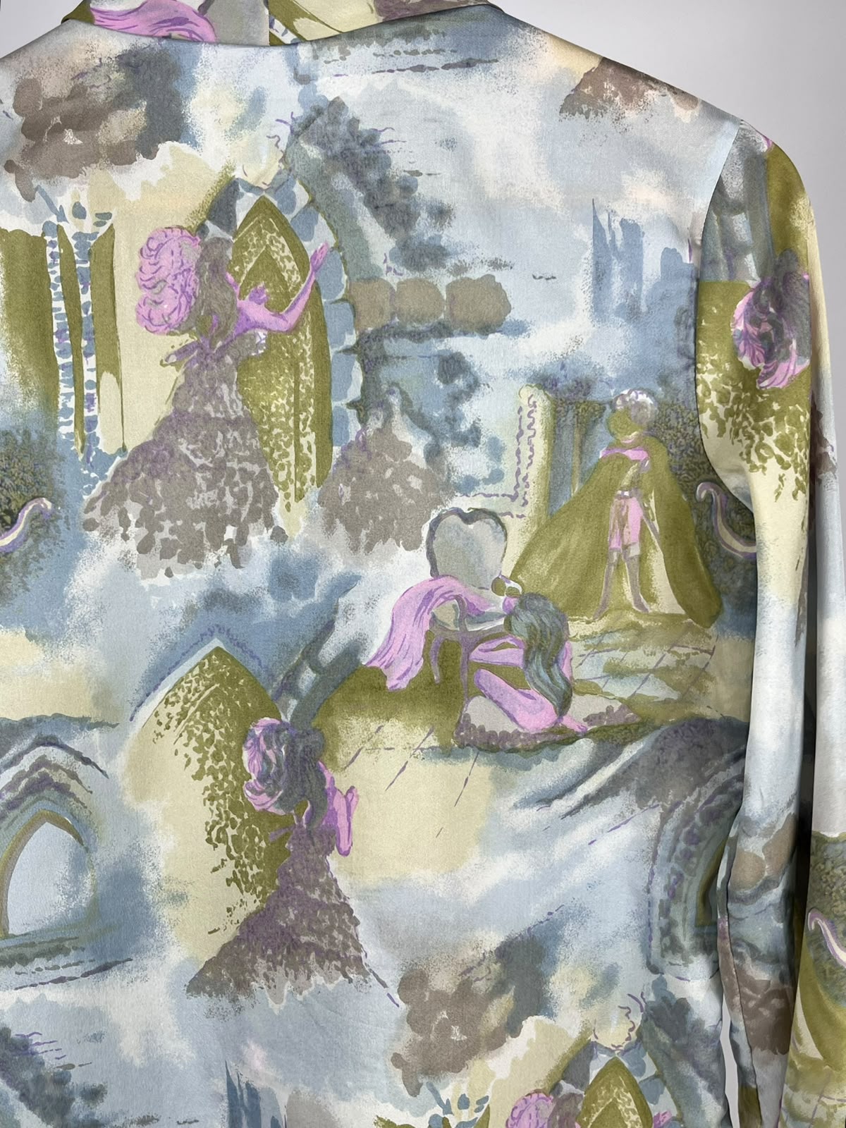 Camicia Vintage Anni '90 Fantasia Floreale con Collo Foulard