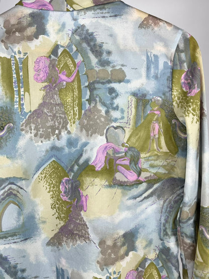 Camicia Vintage Anni '90 Fantasia Floreale con Collo Foulard