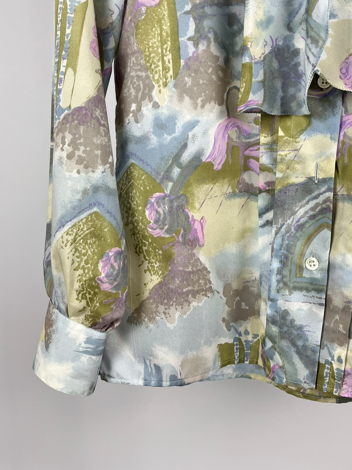Camicia Vintage Anni '90 Fantasia Floreale con Collo Foulard