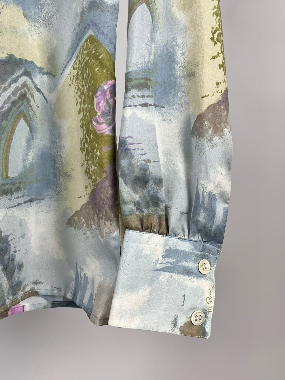 Camicia Vintage Anni '90 Fantasia Floreale con Collo Foulard