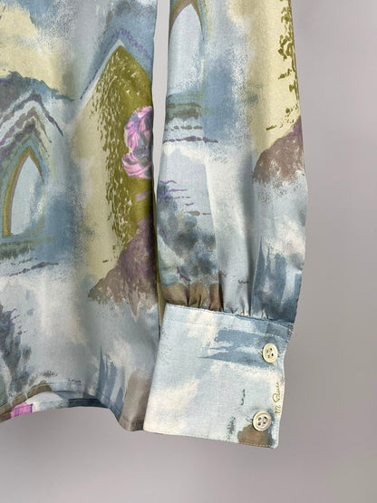 Camicia Vintage Anni '90 Fantasia Floreale con Collo Foulard