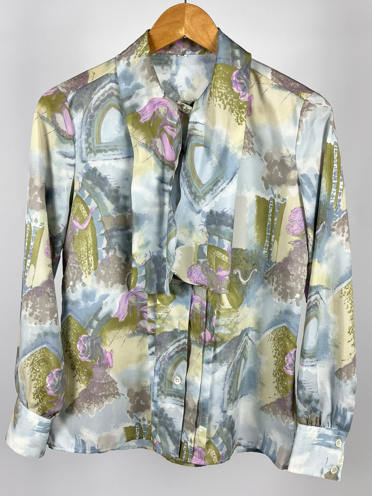 Camicia Vintage Anni '90 Fantasia Floreale con Collo Foulard