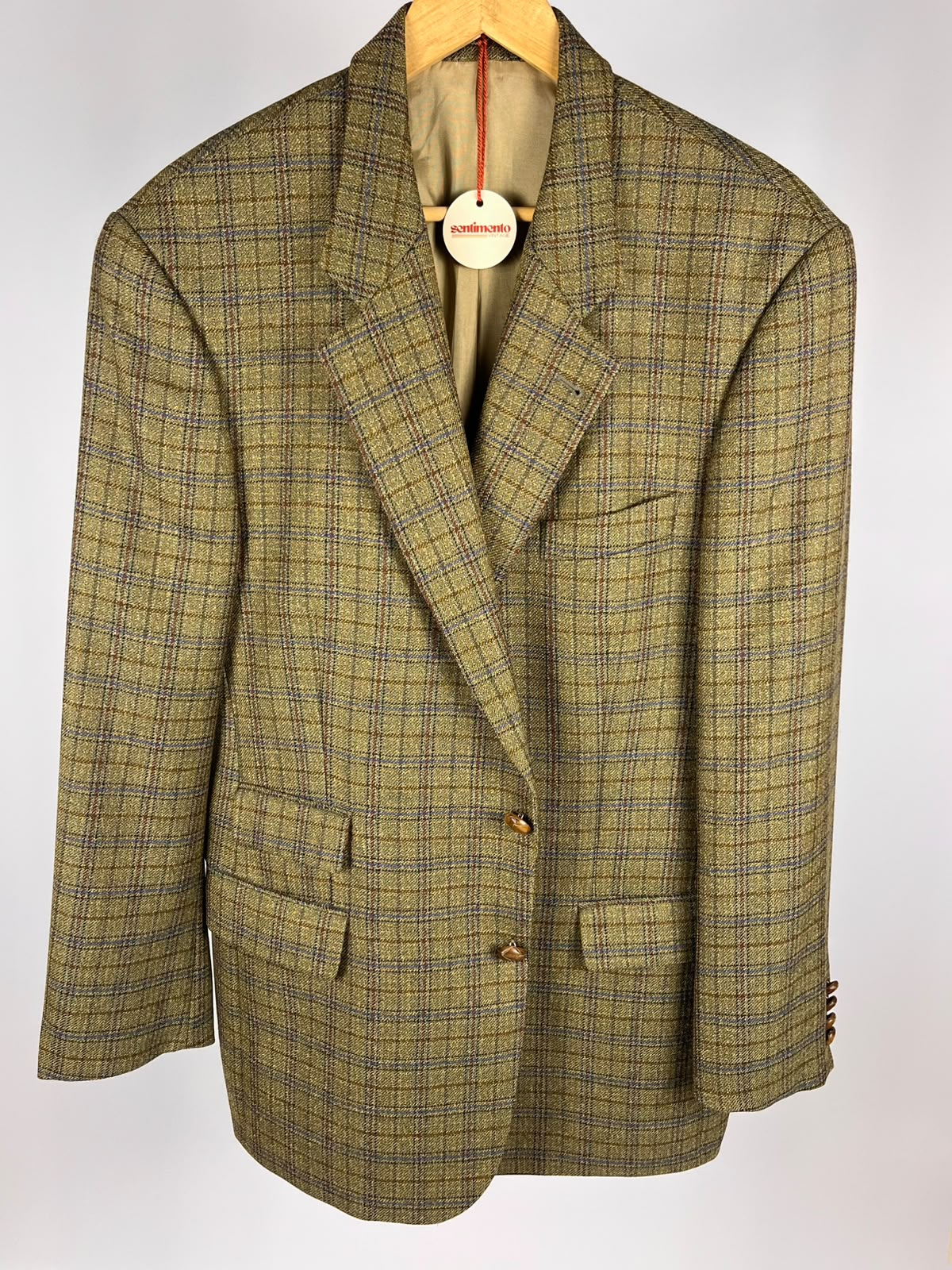 Blazer Vintage in Pura Lana a Quadri Tartan – Anni '80