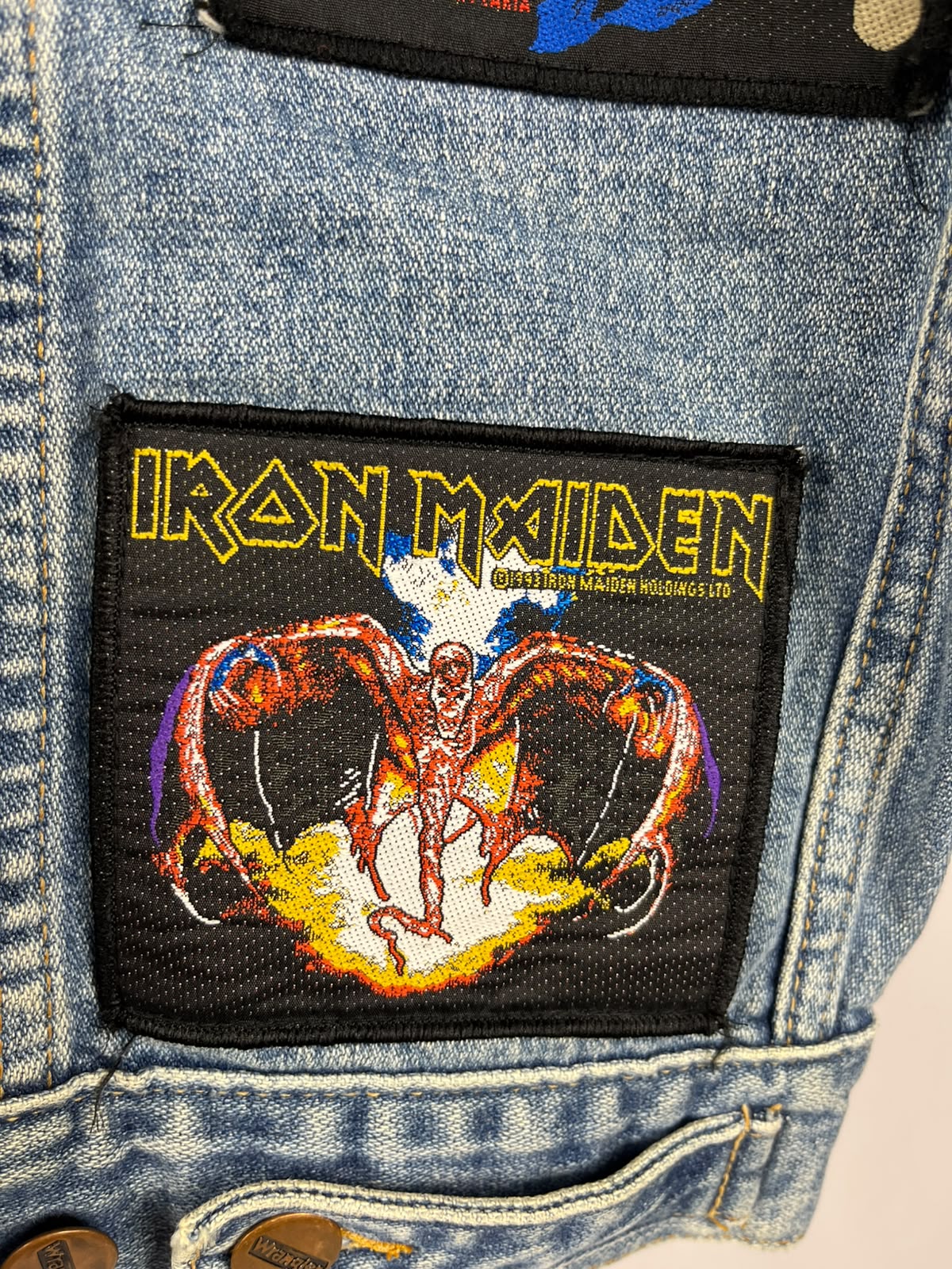 Vintage Wrangler Battle Jacket – Iron Maiden & Heavy Metal Patches '90