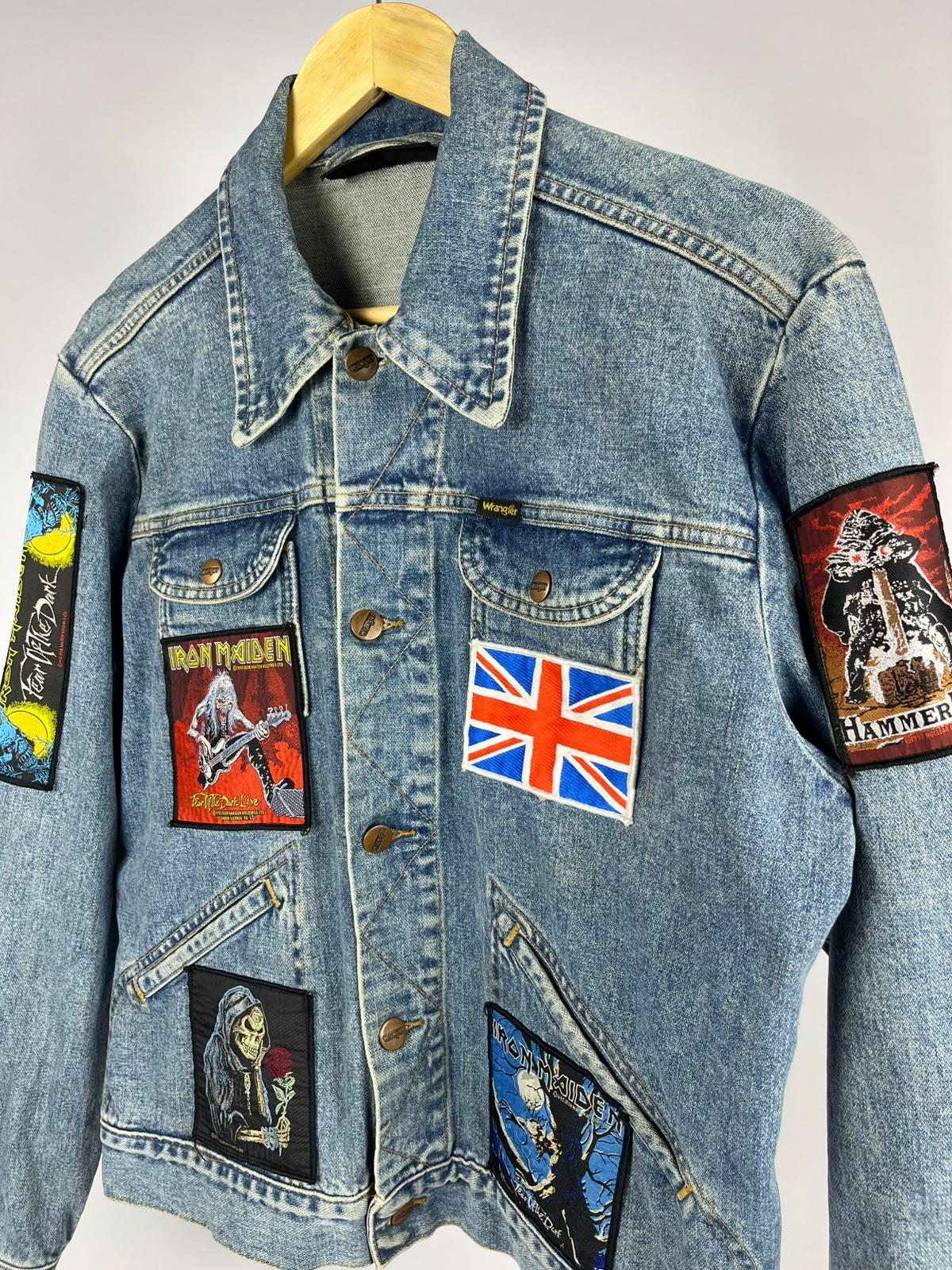 Vintage Wrangler Battle Jacket – Iron Maiden & Heavy Metal Patches '90