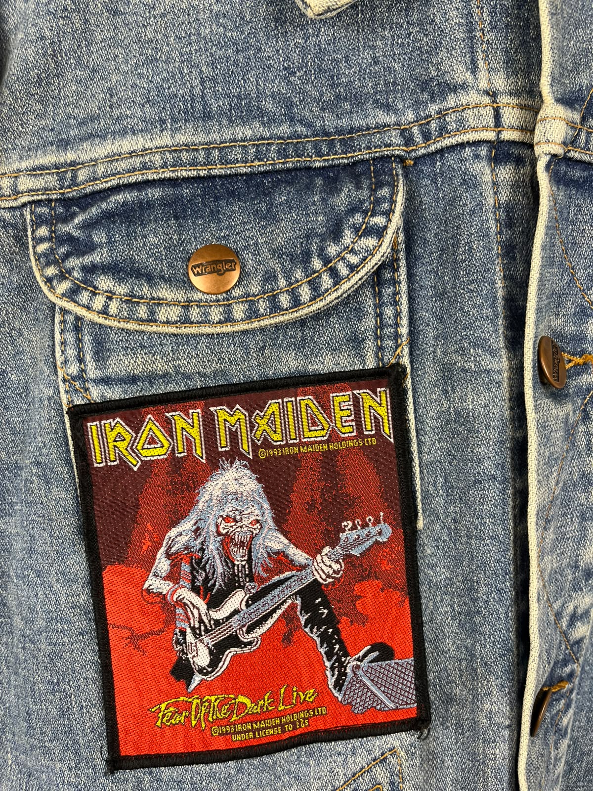 Vintage Wrangler Battle Jacket – Iron Maiden & Heavy Metal Patches '90