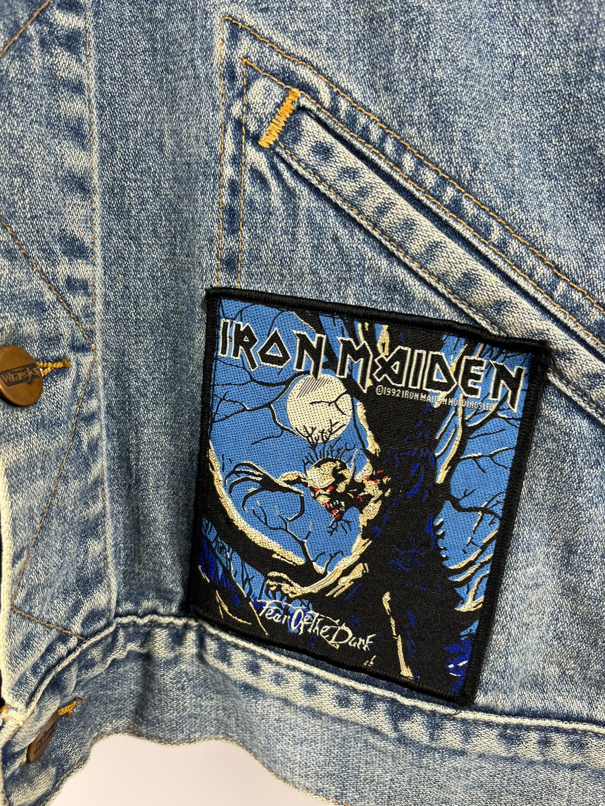 Vintage Wrangler Battle Jacket – Iron Maiden & Heavy Metal Patches '90