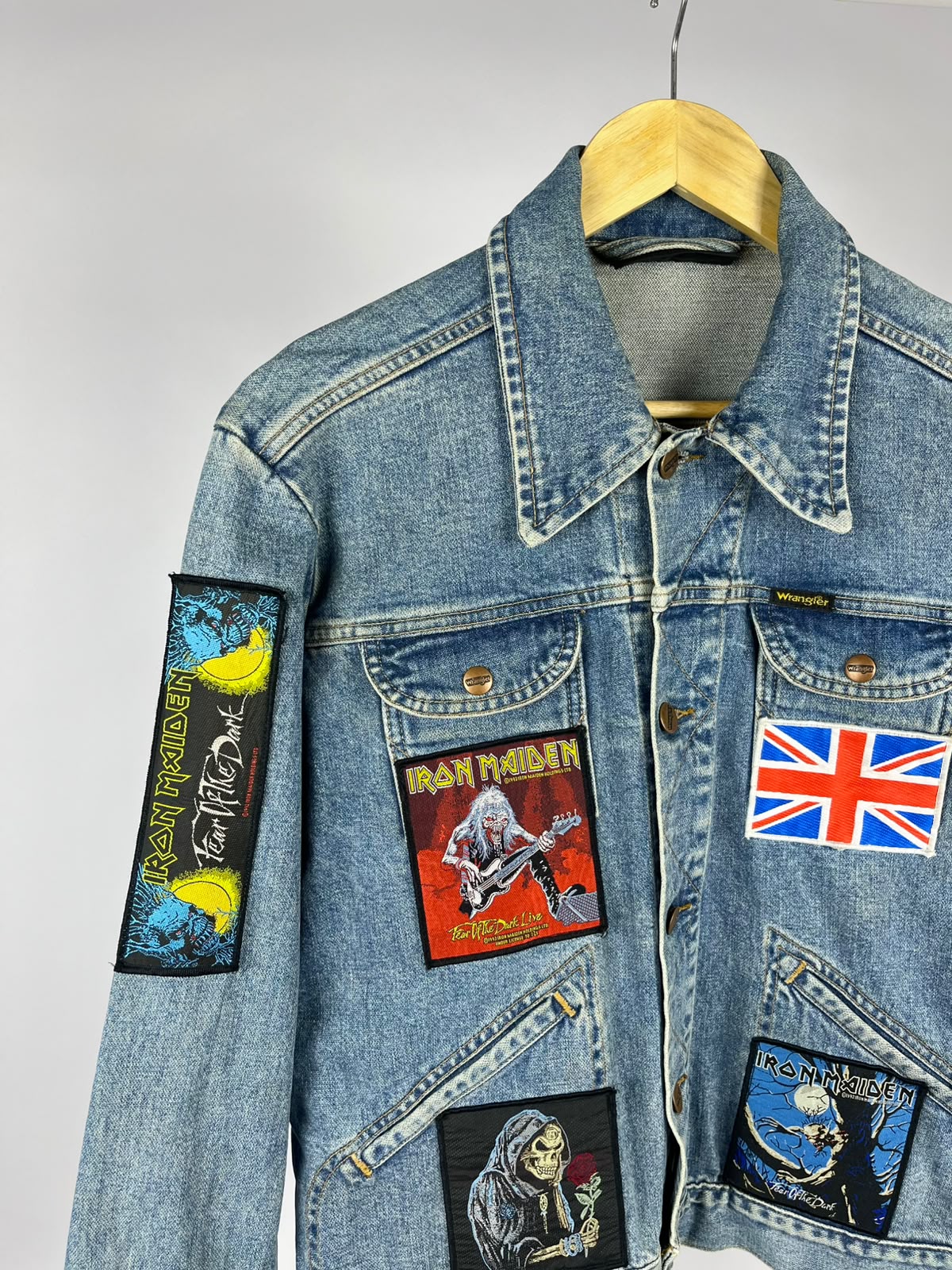 Vintage Wrangler Battle Jacket – Iron Maiden & Heavy Metal Patches '90