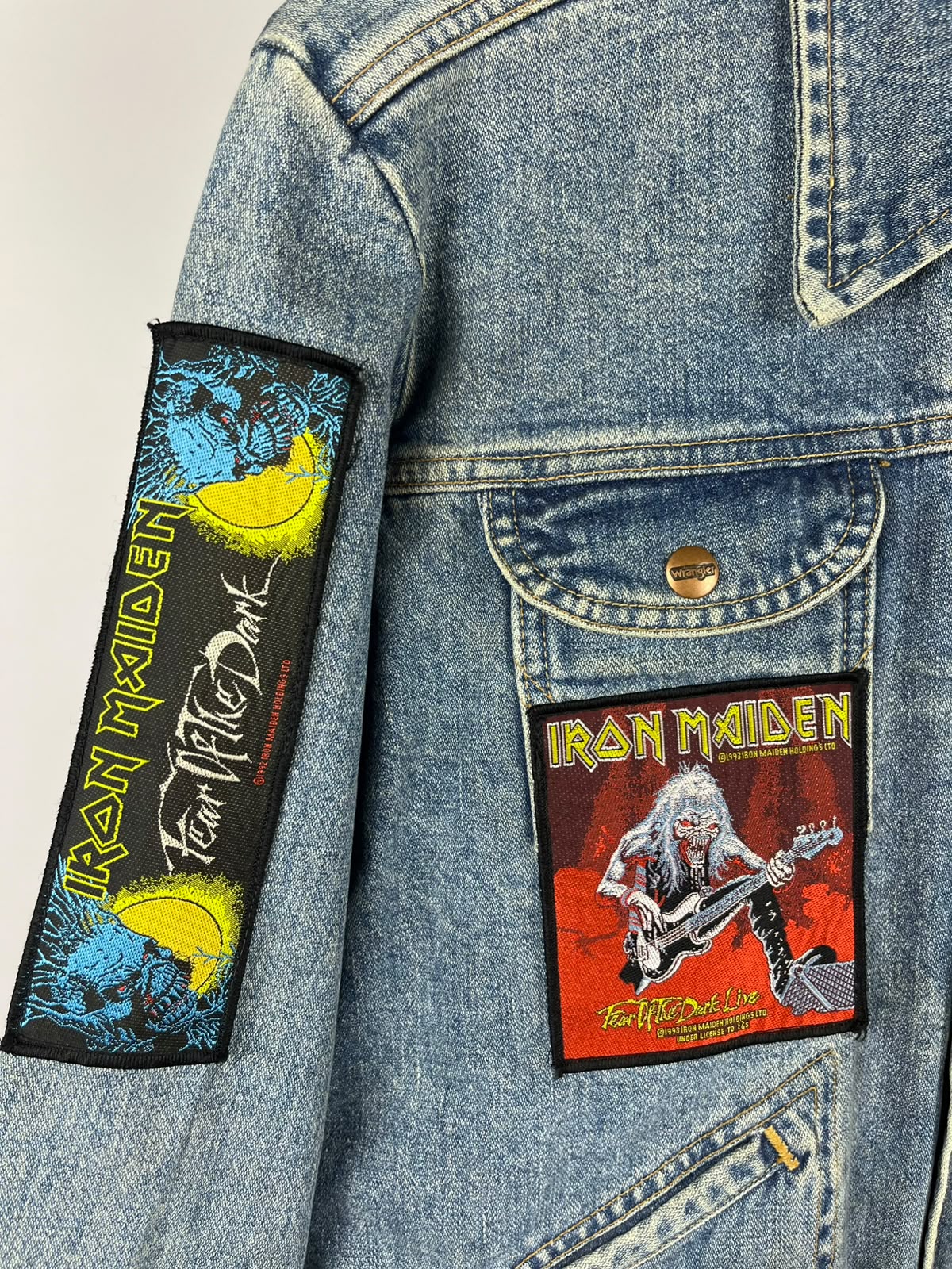 Vintage Wrangler Battle Jacket – Iron Maiden & Heavy Metal Patches '90