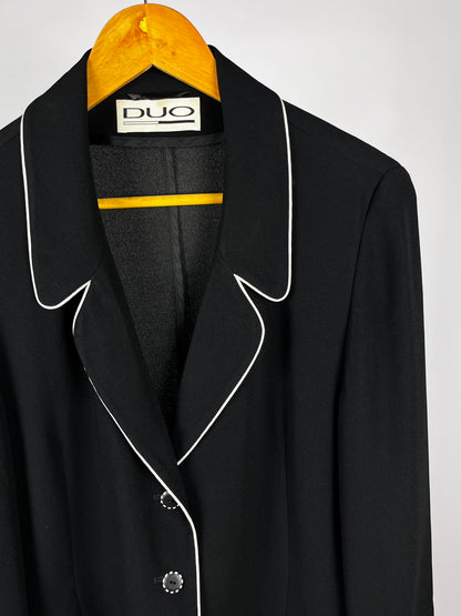 Giacca Vintage DUO Fine Anni ’80 Nera con Profilature Bianche