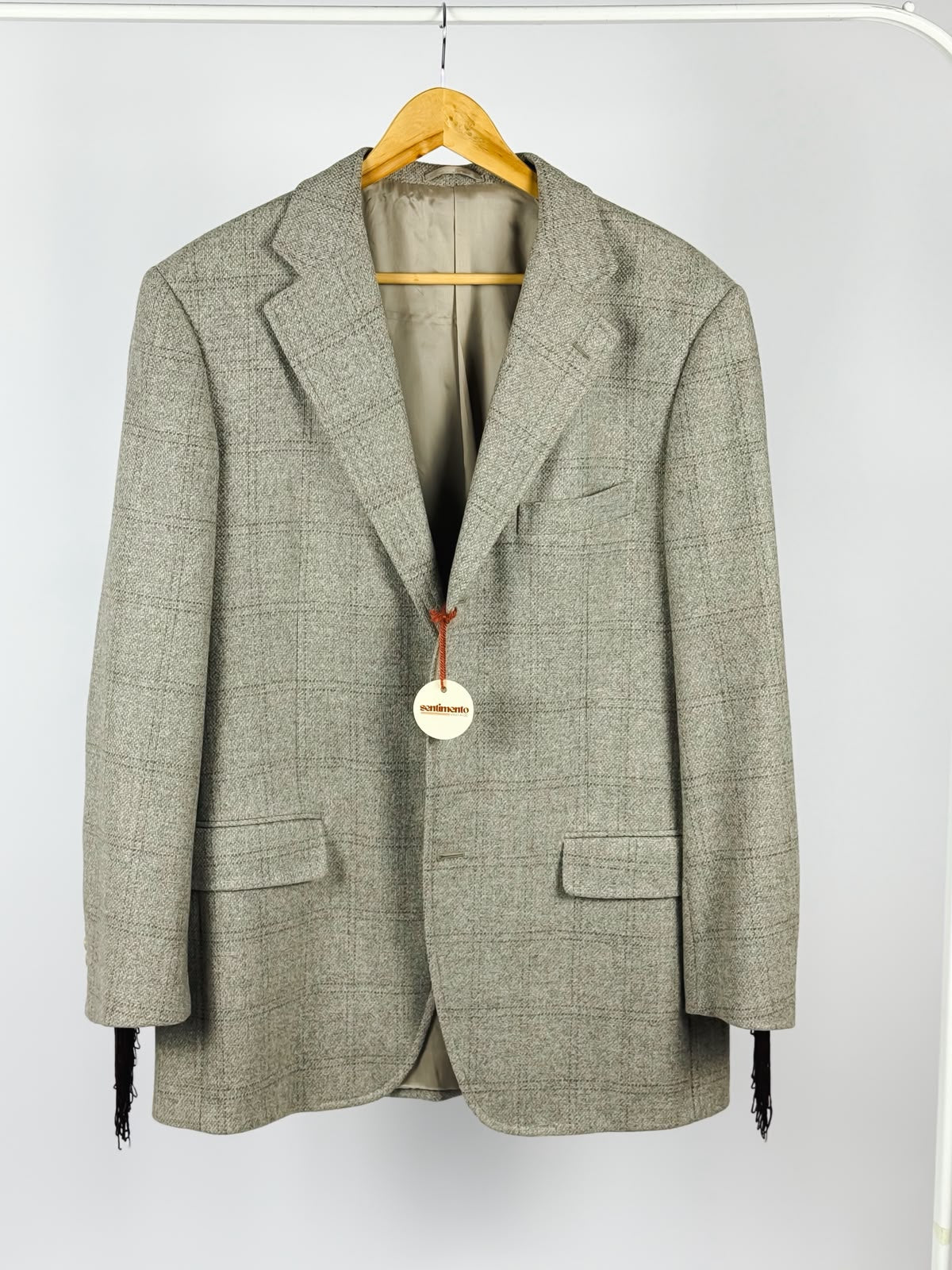 Blazer Vintage Burberry London in Lana – Personalizzato con Frange Marroni