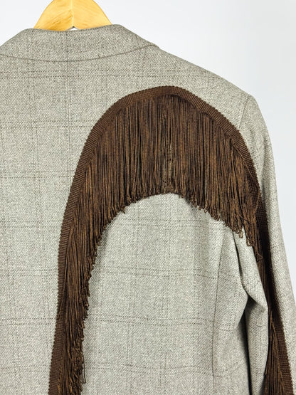 Blazer Vintage Burberry London in Lana – Personalizzato con Frange Marroni