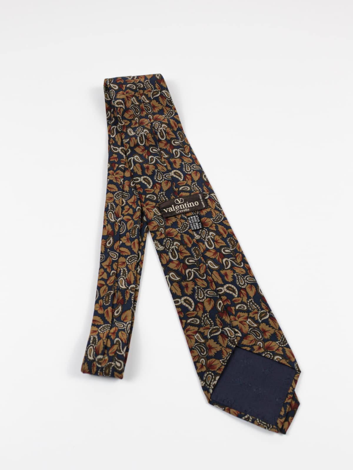 Cravatta Vintage Valentino Cravatte con Fantasia Paisley e Foglie – Anni ’90